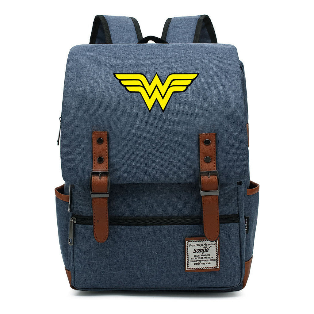 Anime Wonder Woman Printed Youth Student School Bag Men's And Women's Leisure Belt Buckle Backpack