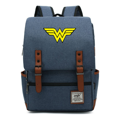 Anime Wonder Woman Printed Youth Student School Bag Men's And Women's Leisure Belt Buckle Backpack