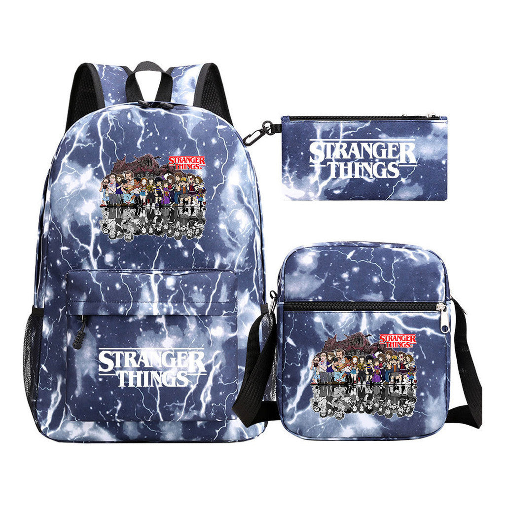 Strange Story Starry Sky Printed Youth Student Backpack 3-piece Set For Men And Women, Backpack Set