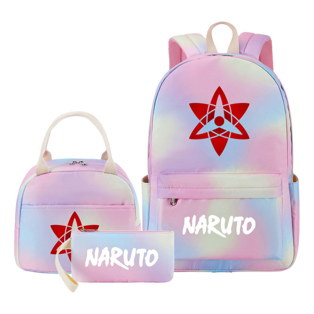 Naruto Student Girl Backpack Lunch Bag Three Piece Set Backpack
