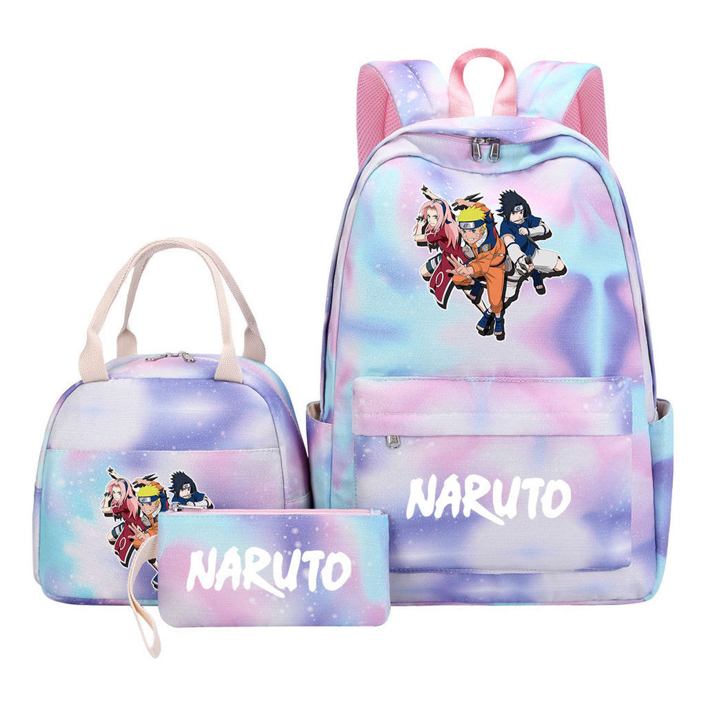 Naruto Student Girl Backpack Lunch Bag Three Piece Set Backpack