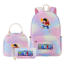 Cartoon Manga Pirate Wang Qing Student Girls School Bag Lunch Bag Three Piece Set Backpack Set