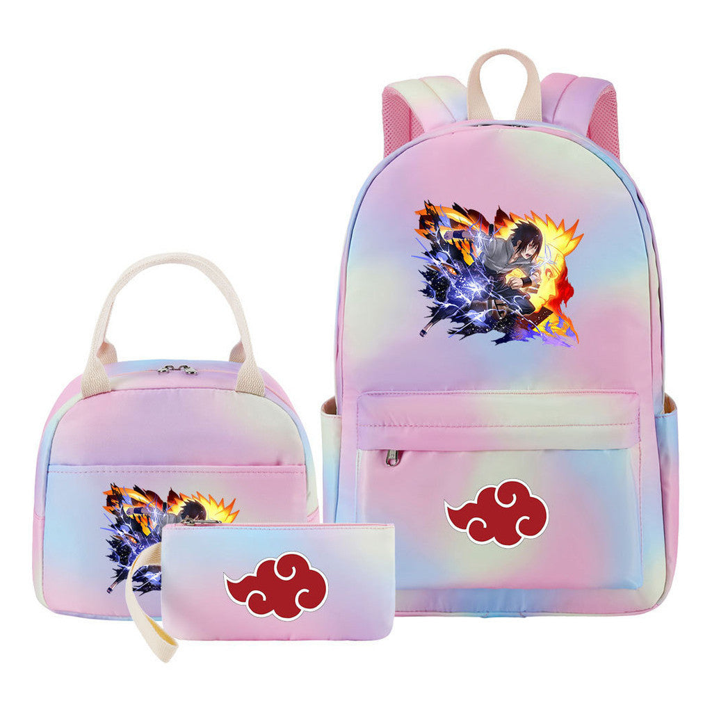 Naruto Teenage Student Girls School Bag Lunch Bag Three Piece Set Backpack Set
