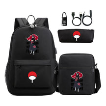 Naruto Usb Password Lock Year Student School Bag Three Piece Set Backpack Set