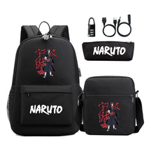 Naruto Usb Password Lock Youth Student Backpack Three Piece Set For Men And Women Backpack Set
