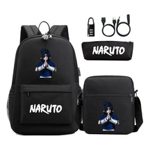 Naruto Usb Password Lock Youth Student Backpack Three Piece Set For Men And Women Backpack Set