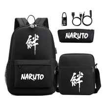 Naruto Usb Password Lock Student Backpack Three Piece Set For Boys And Girls Backpack Set