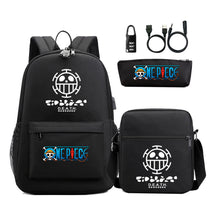 Cartoon Pirate King Usb Password Lock Youth Student School Bag Three Piece Set For Boys And Girls Backpack Set