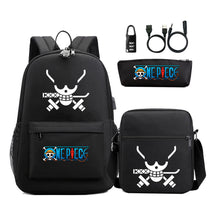 Cartoon Pirate King Usb Password Lock Youth Student School Bag Three Piece Set For Boys And Girls Backpack Set