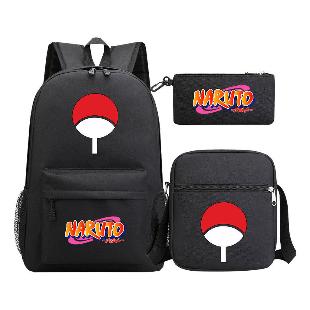 Anime Naruto Starry Sky Student School Bag Three Piece Set For Men And Women Backpack Set