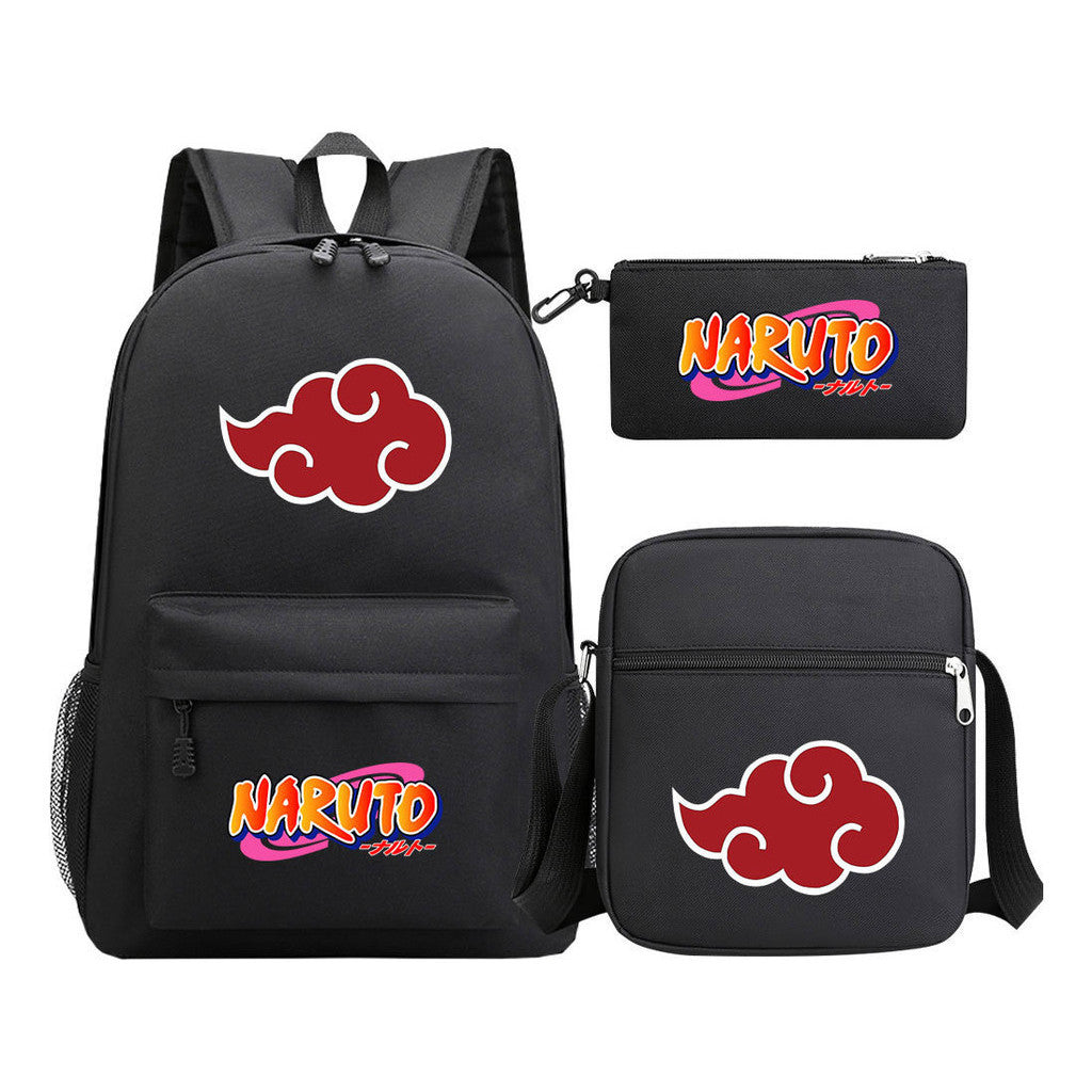 Anime Naruto Starry Sky Student School Bag Three Piece Set For Men And Women Backpack Set