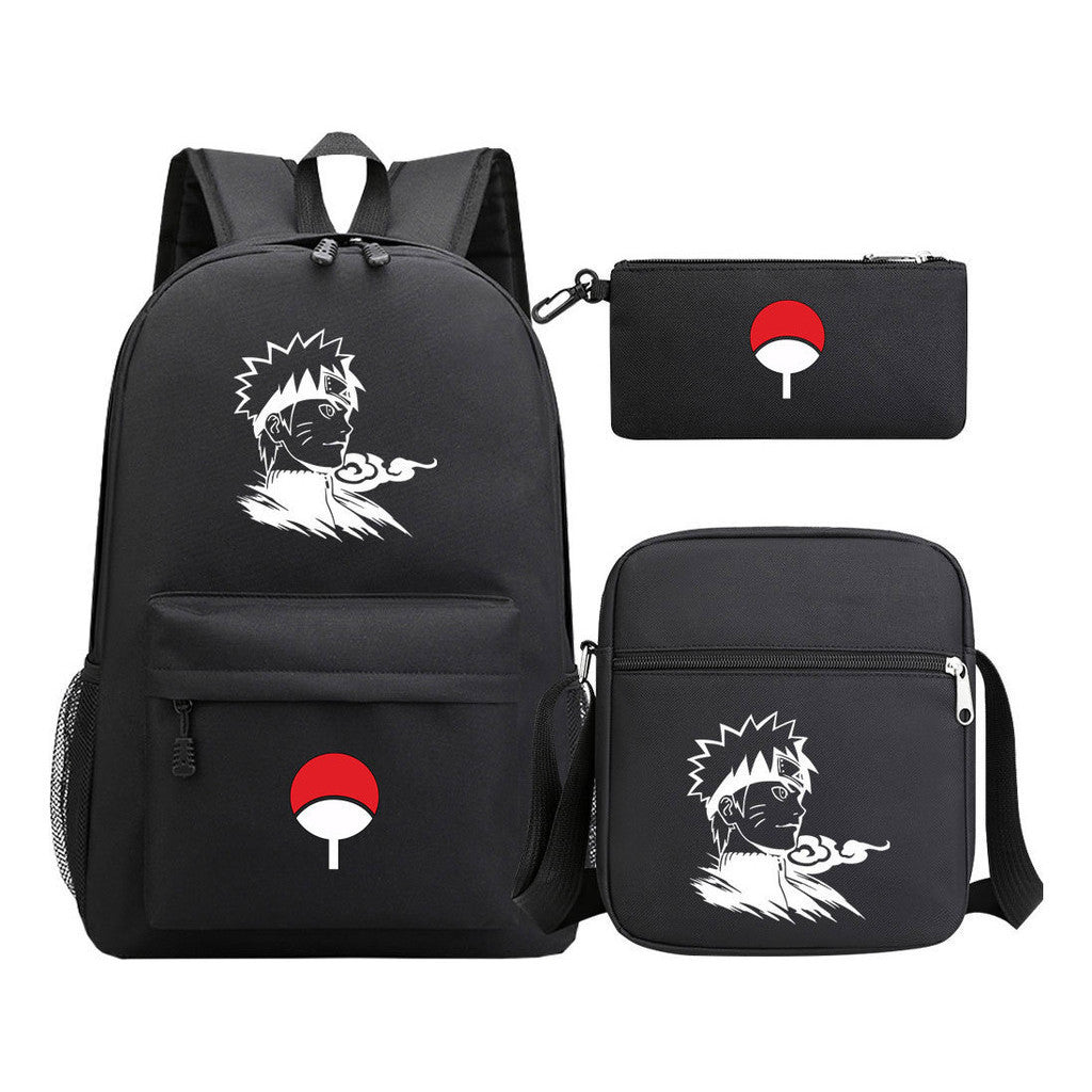 Anime Naruto Starry Sky Youth School Bag Three Piece Set For Men And Women Backpack Set