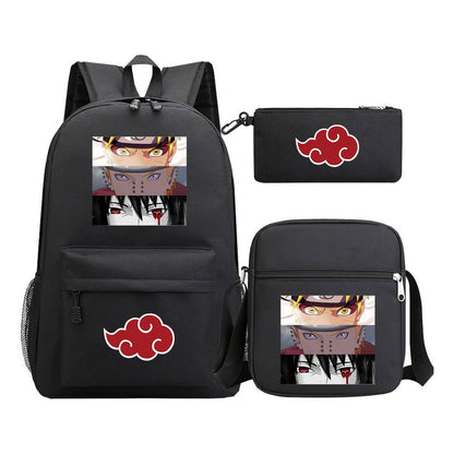Anime Naruto Starry Sky Youth School Bag Three Piece Set For Boys And Girls Backpack Set