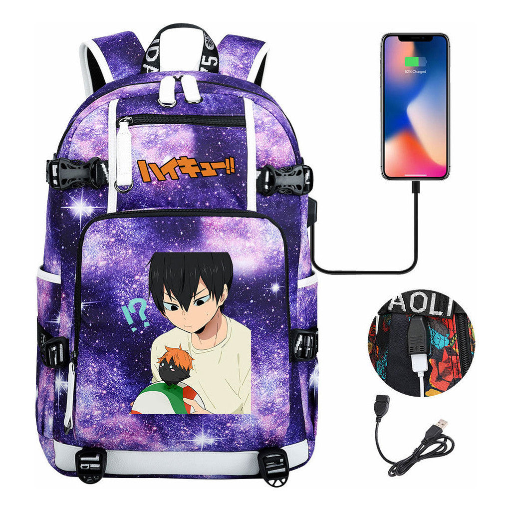 Volleyball Youth Usb Large Capacity Youth Student School Bag Men's And Women's Leisure Travel Backpack