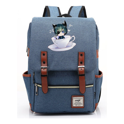 Black Deacon Youth Student School Bag Men's And Women's Leisure Belt Buckle Backpack