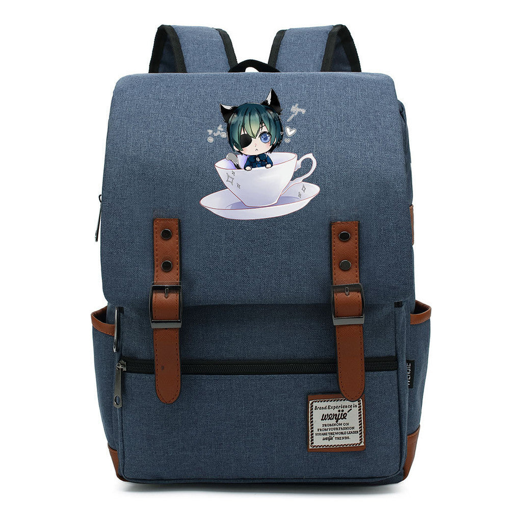 Black Deacon Youth Student School Bag Men's And Women's Leisure Belt Buckle Backpack