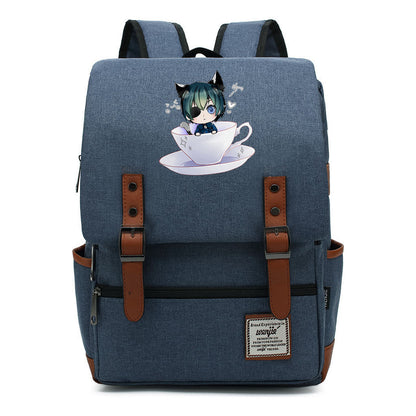 Black Deacon Youth Student School Bag Men's And Women's Leisure Belt Buckle Backpack