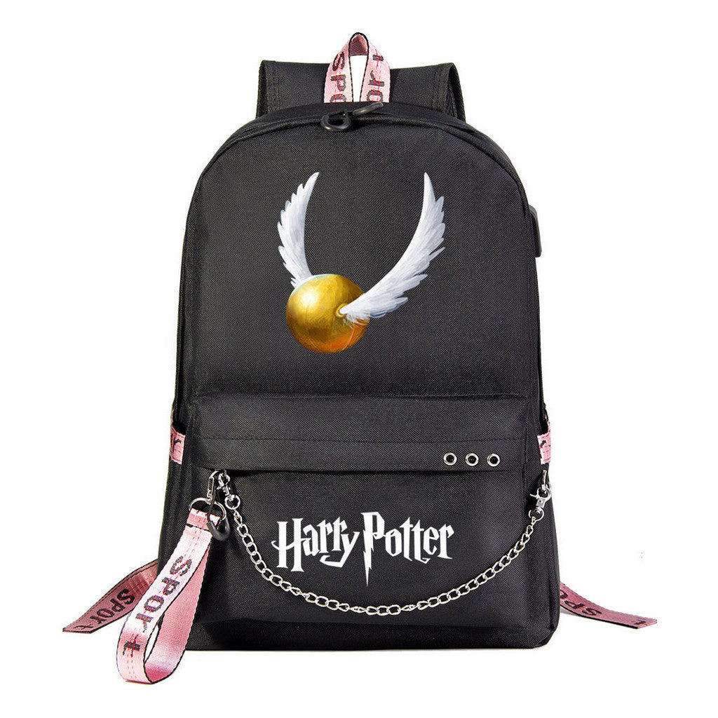 School Of Witchcraft And Wizardry Emblem Usb Student School Bag Leisure Travel Backpack