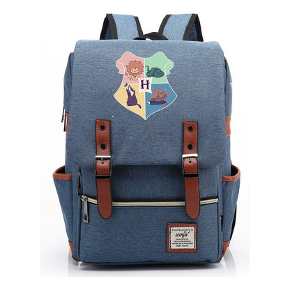 School Of Magic Printed Schoolbags For Young Students, Casual Belt Buckles And Classic Backpacks