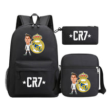 Sports star Cristiano Ronaldo printed youth student backpack 3-piece set for boys and girls backpack set