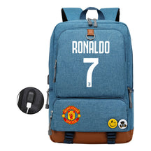 Football Star Cristiano Ronaldo Printed Usb Student Backpack For Leisure Travel Backpack