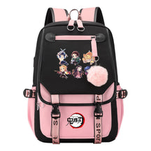 Japanese Cartoon Fashion Usb Student Backpack Casual Woven Flap Backpack