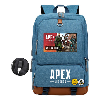 Apex Hero Print Usb Youth School Bag Leisure Travel Backpack