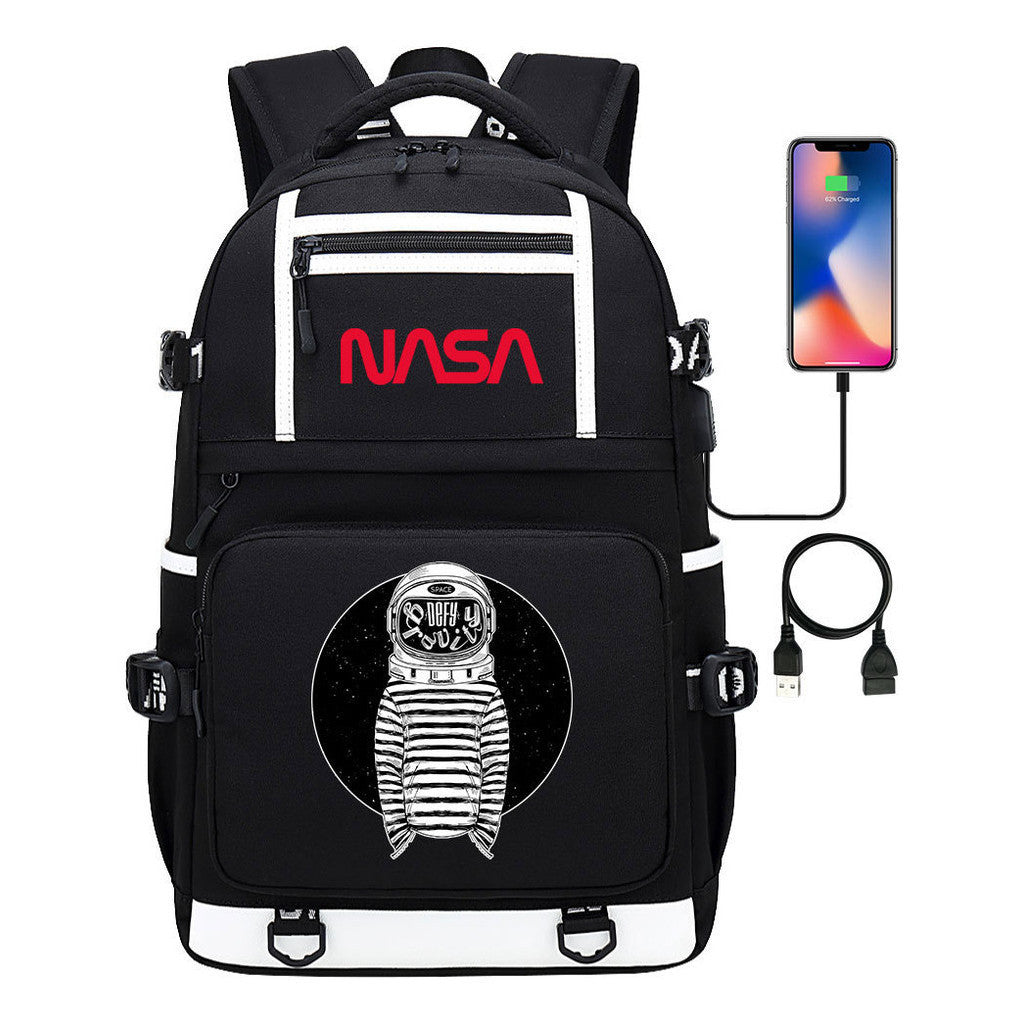 Printed Usb Youth School Bag Backpack Leisure Travel Backpack