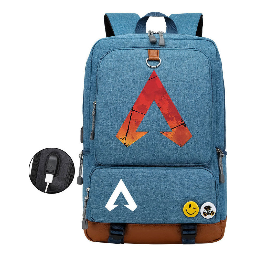 Apex Hero Print Usb Student Backpack Casual Backpack