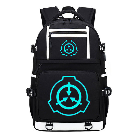 Blue Glow Printed Usb Youth Student Backpack For Men And Women's Leisure Travel Backpack
