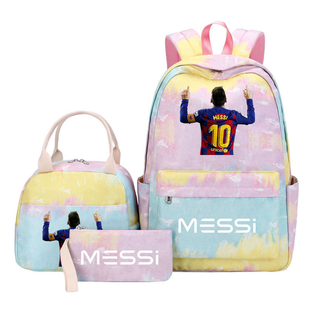 Sports Football Stars, Teenagers, Students, Girls, Backpacks, Lunch Bags, 3-piece Backpack Set
