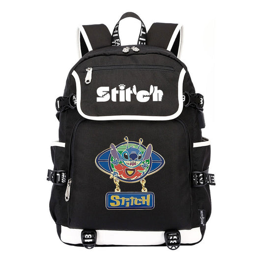 Anime Star Baby Stitch Printed Usb Student Backpack For Men And Women's Leisure Travel Backpack