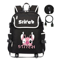 Anime Star Baby Stitch Printed Usb Student Backpack For Men And Women's Leisure Travel Backpack