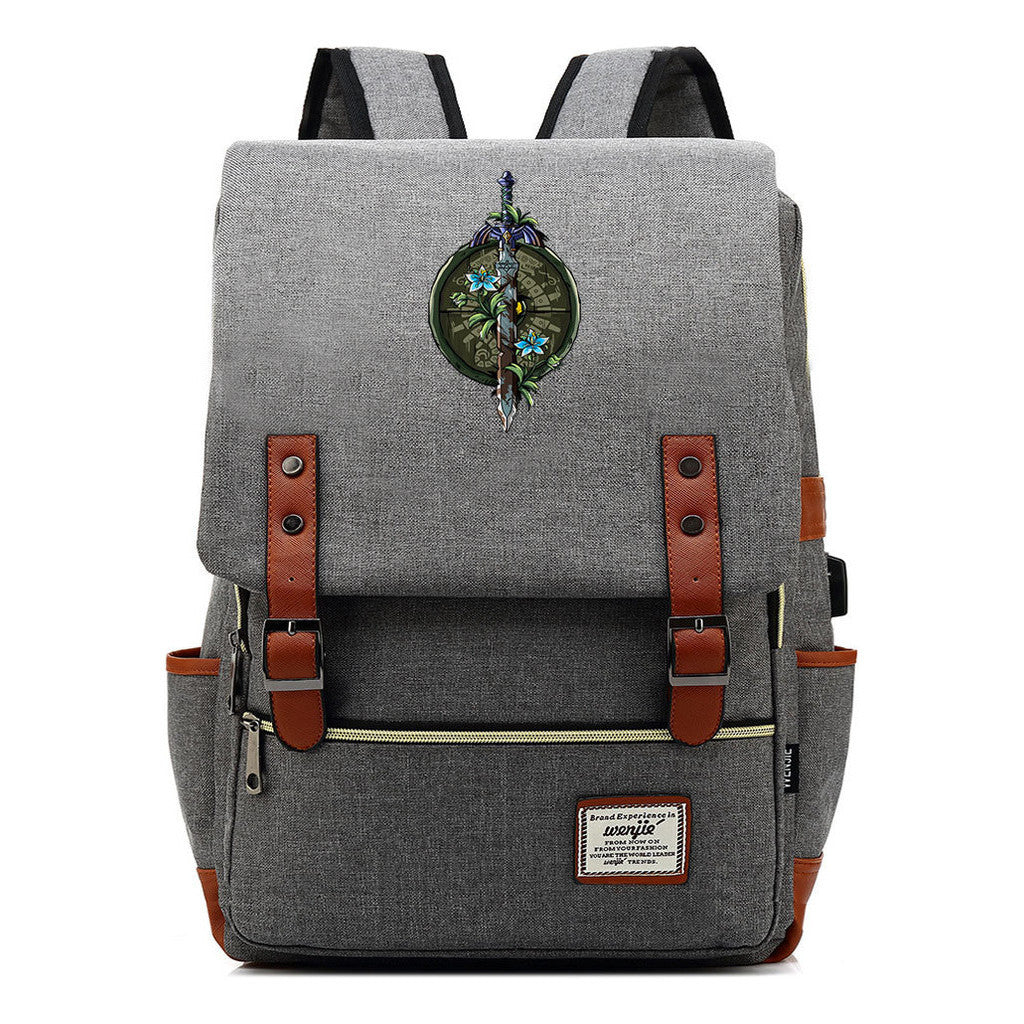 Game Tear Print Of The Kingdom Of Zelda Youth Primary And Secondary School Student Backpack Usb Men's And Women's Leisure Backpack