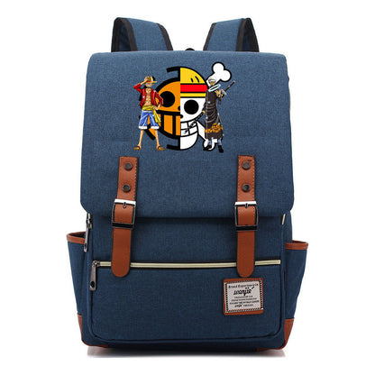 Anime Pirate King Luffy Printed Youth School Bag For Men And Women With Casual Belt Buckle Classic Backpack