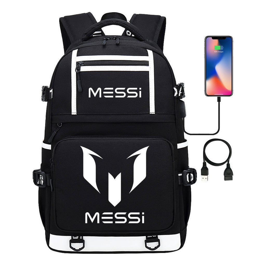 Sports Football Star Printed Usb Youth Student Backpack, Men's And Women's Backpack, Leisure Travel Bag