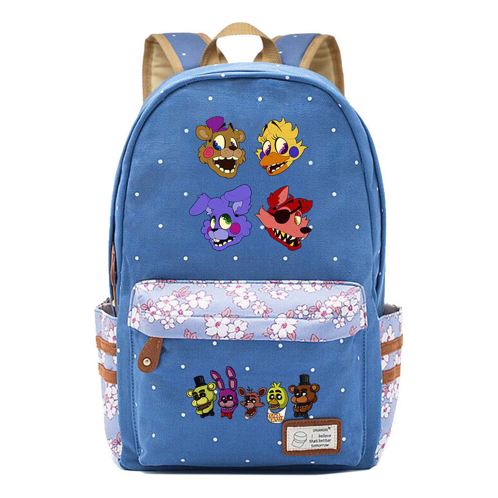 Toy Bear Game, Fashionable Print, Teenage Girl Student Backpack, Casual Canvas Backpack