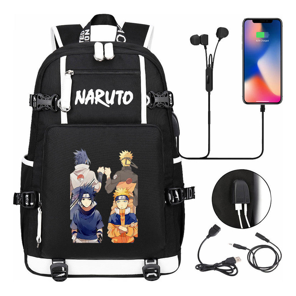Naruto Usb Large Capacity Youth Student Backpack For Men And Women's Leisure Travel Backpack