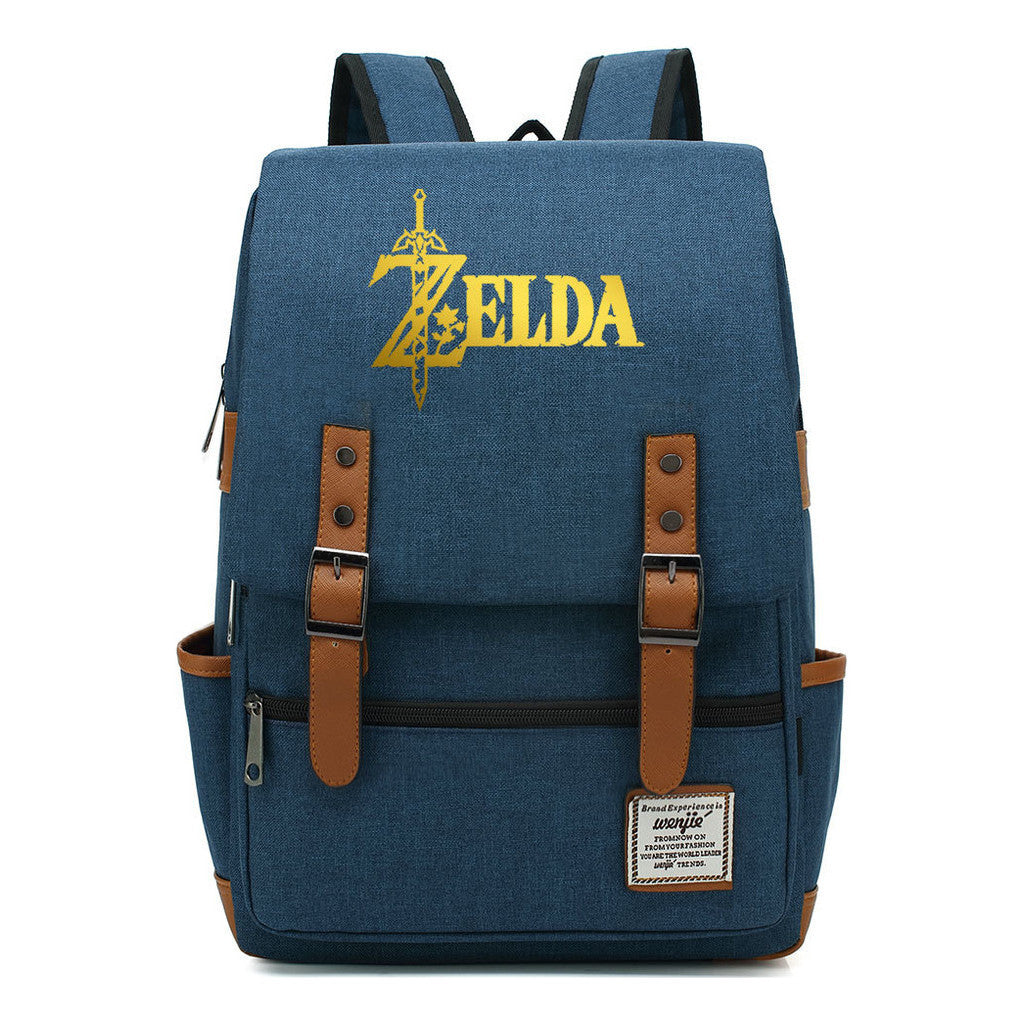 Golden Game Zelda Printed Youth Student Backpack For Men And Women, Casual Belt Buckle, Classic Backpack
