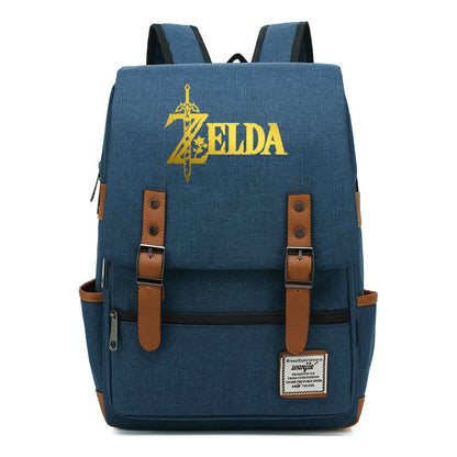 Golden Game Zelda Printed Youth Student Backpack For Men And Women, Casual Belt Buckle, Classic Backpack