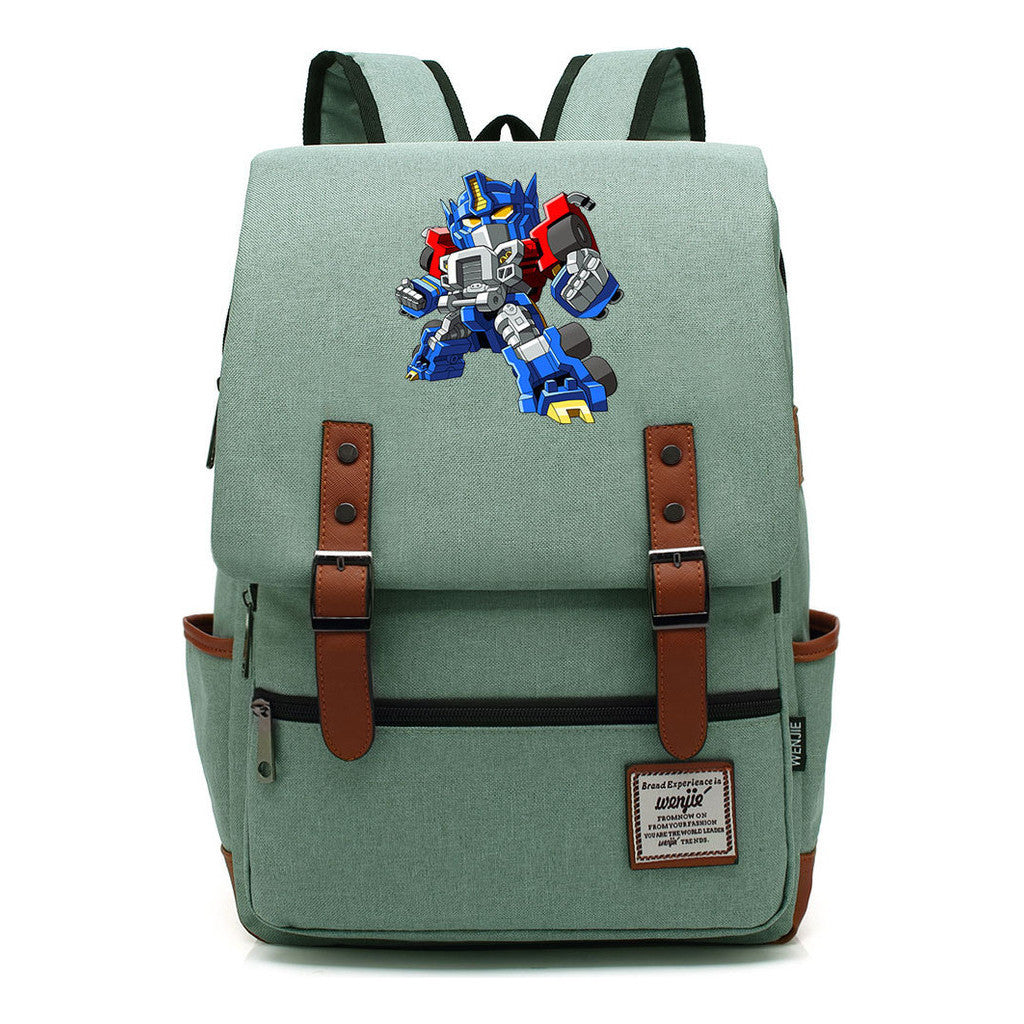 Transformed Mecha Printed Student Backpack For Men And Women's Leisure Backpack