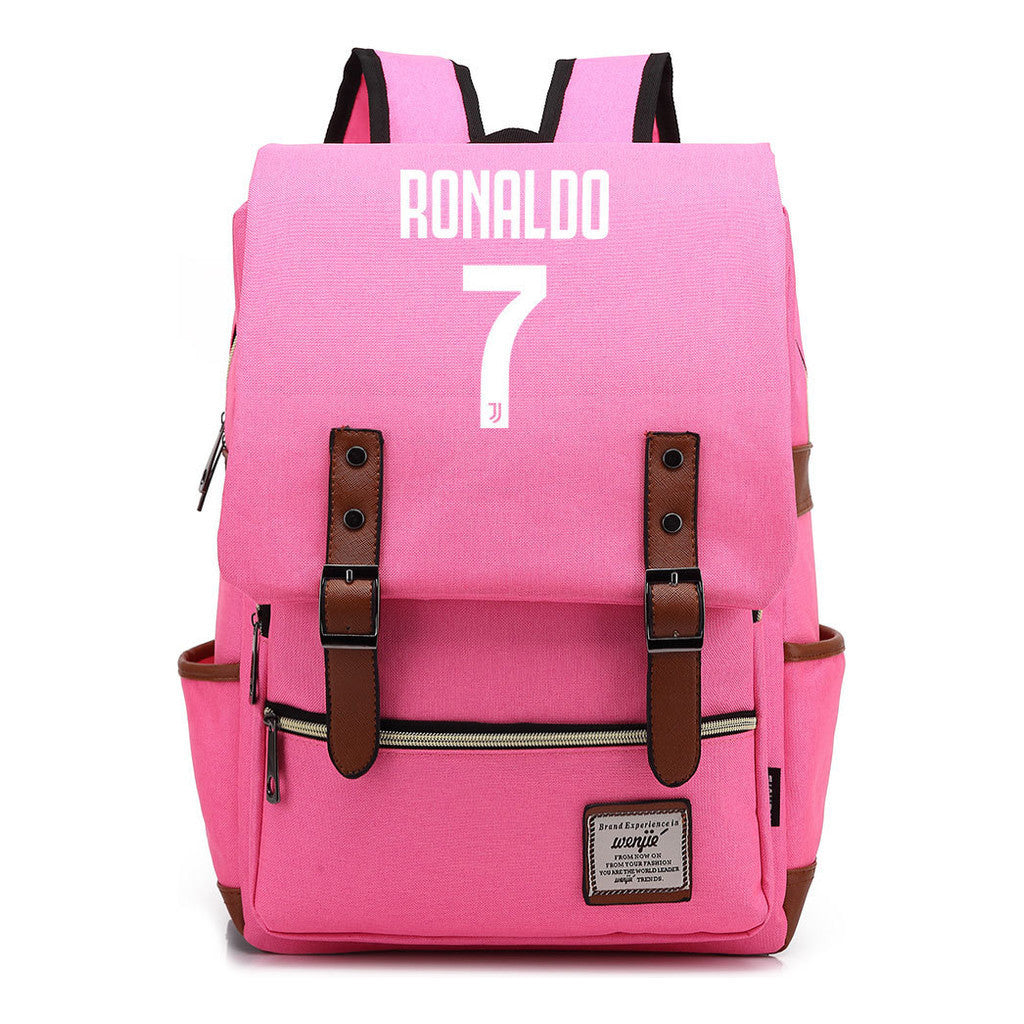 Football Star Cristiano Ronaldo Printed Student Backpack For Men And Women's Casual Classic Backpack