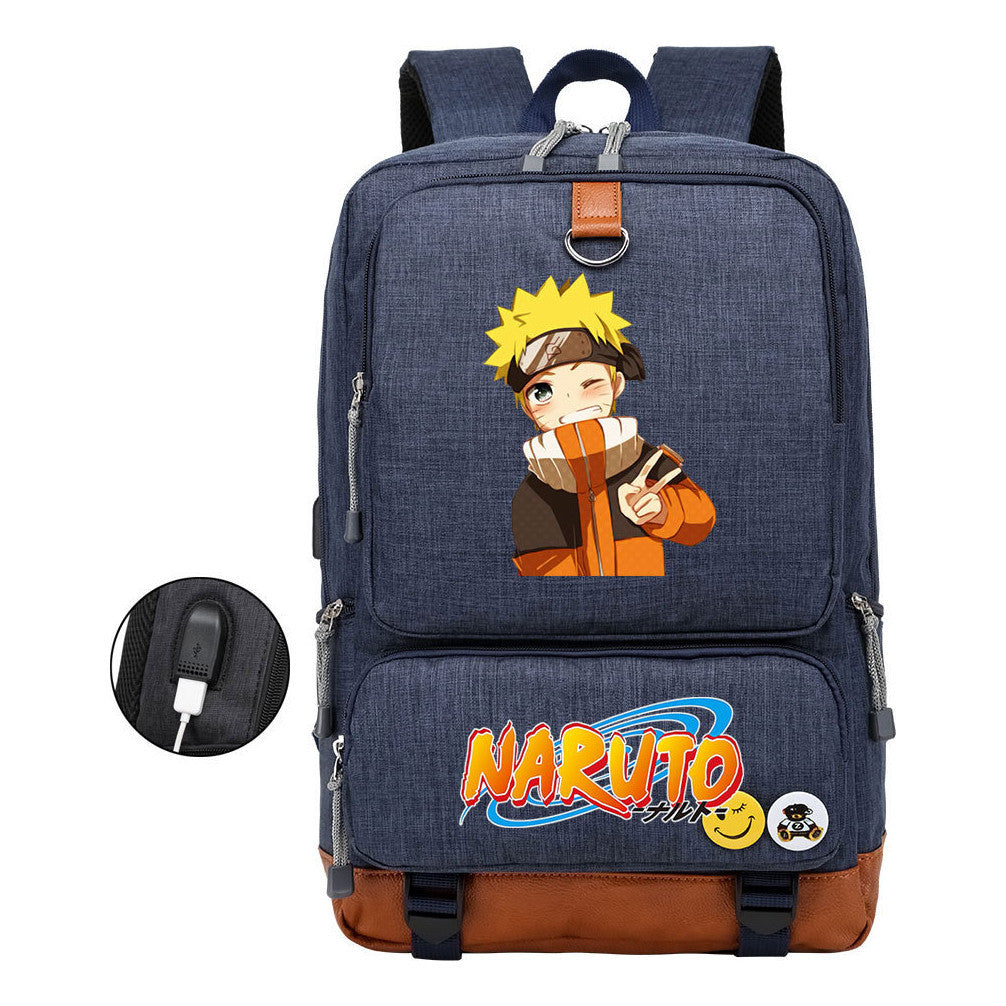 Naruto Print Usb Youth Backpack Leisure Travel Backpack