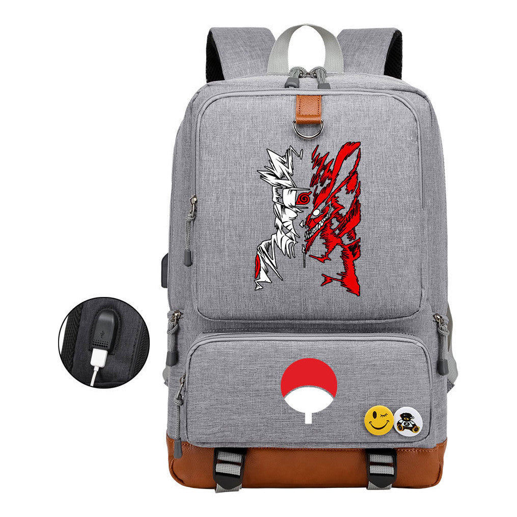 Naruto Print Usb Youth Student Backpack Leisure Travel Backpack