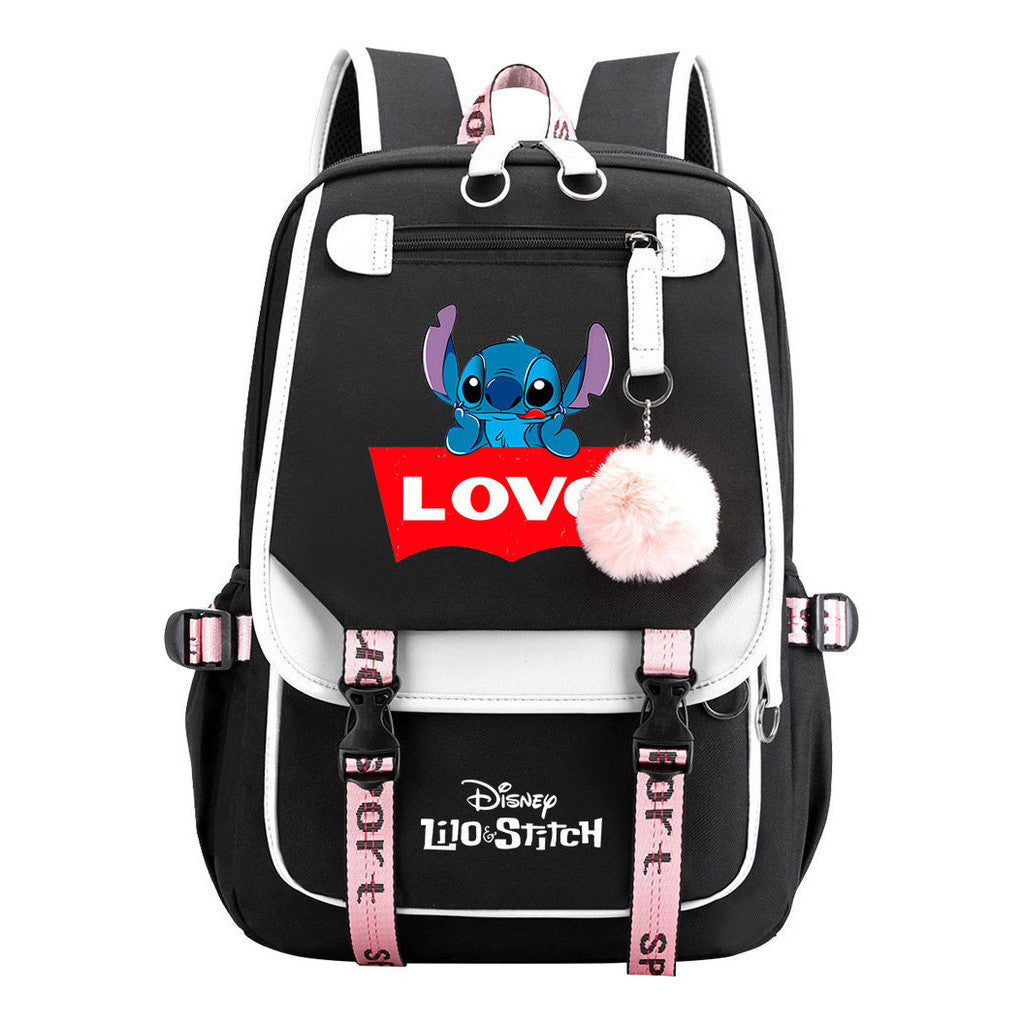 Interstellar Baby Stitch Usb Backpack For Boys And Girls Casual Woven Strap Flip Backpack