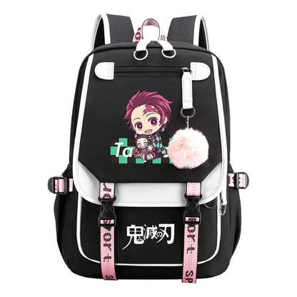 Cartoon Fashion Usb Youth School Bag For Boys And Girls Casual Ribbon Flip Backpack