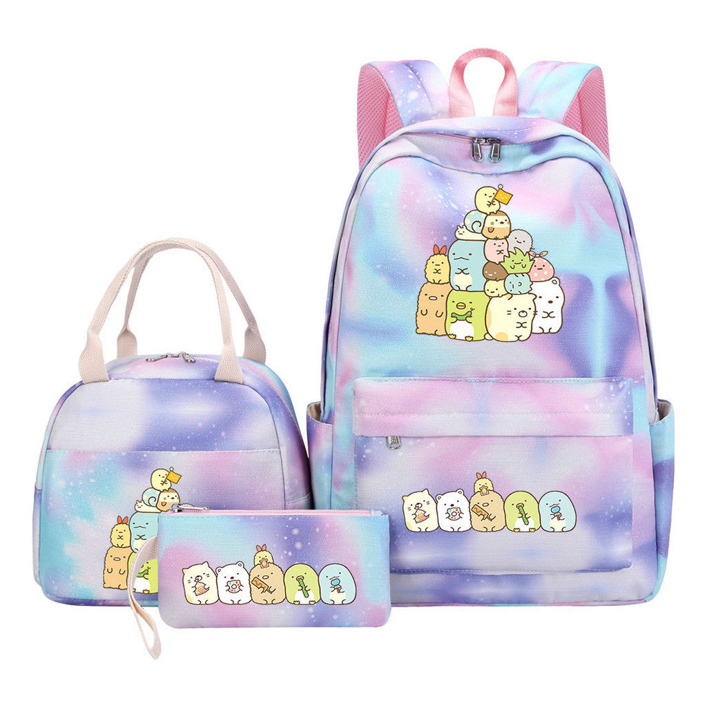 Game Corner Biology Student Girls School Bag Lunch Bag Three Piece Set Backpack Set