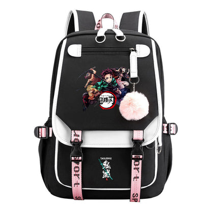 Cartoon Fashion Usb Youth Student School Bag Casual Ribbon Flip Backpack