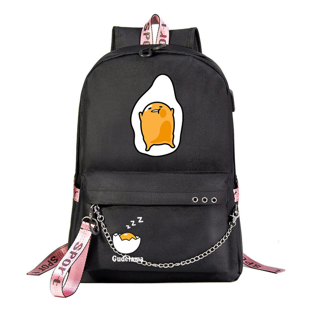 Lazy Egg Usb Youth Student Backpack For Boys And Girls Leisure Travel Backpack