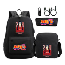 Naruto Usb Password Lock Youth Student Backpack Three Piece Set Backpack Set